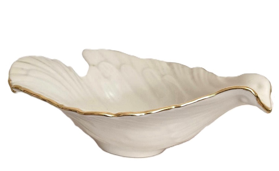 Lenox china dove bowl, dove shaped dish, 24k gold trim dove candy dish