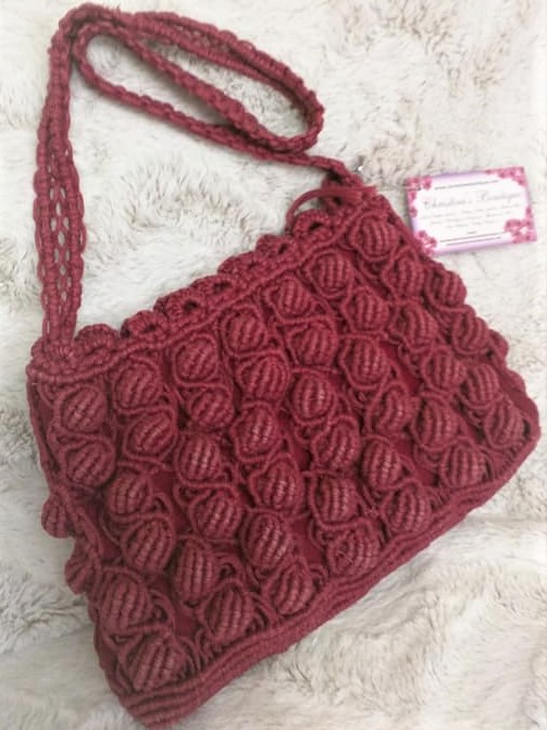 Fran Gilmone Macrame Knobby Rose Color Handbag [2077] - $25.00 ...