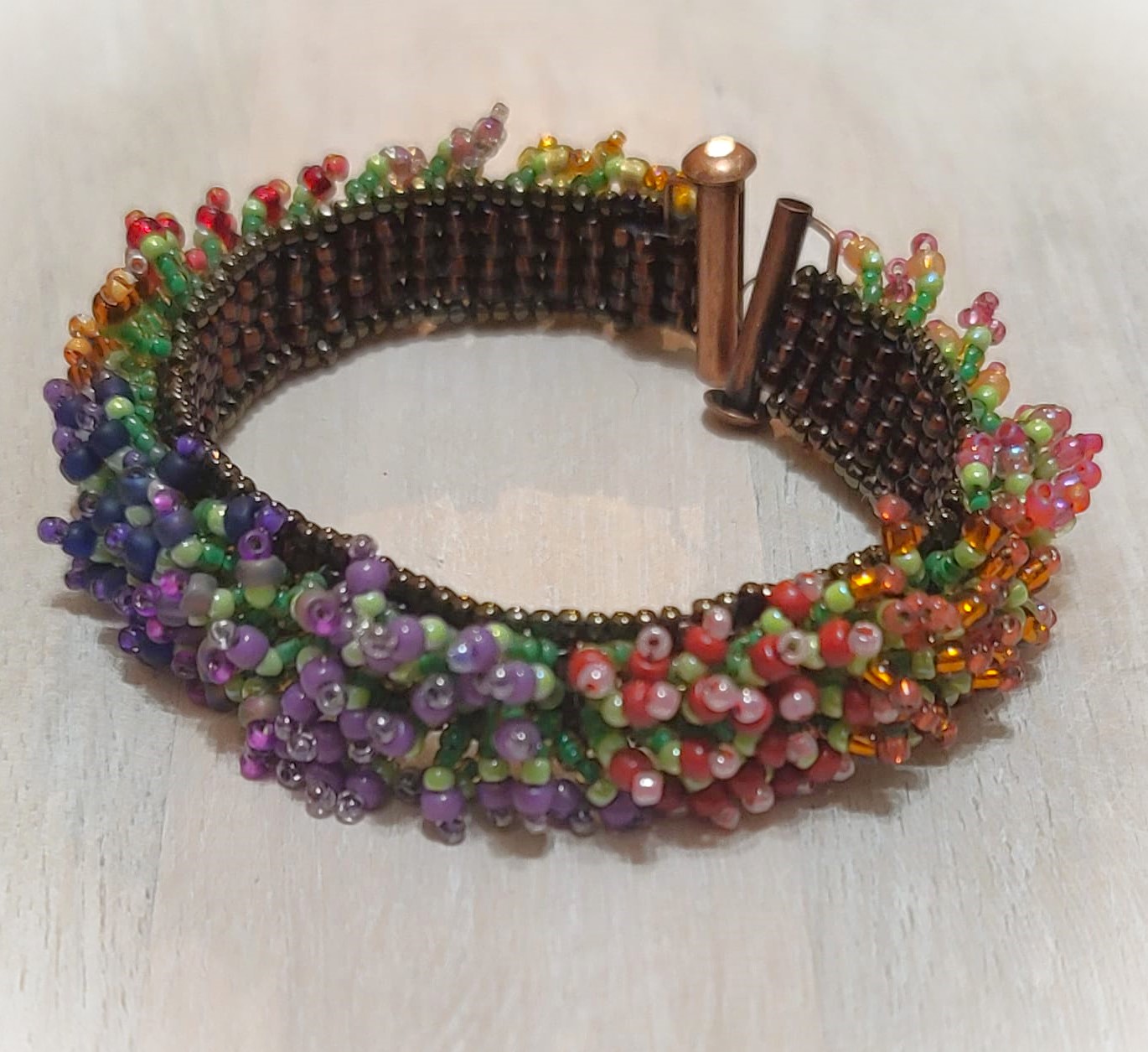 Miyuki Glass Beaded Flower Garden Fringe Bracelet