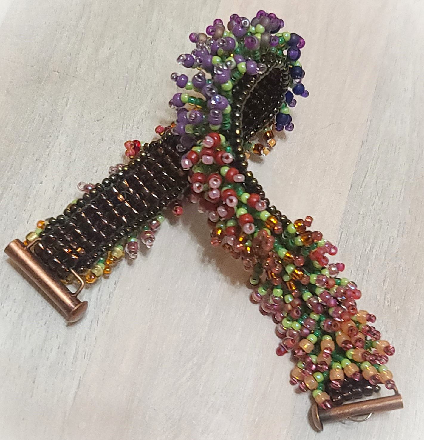 Miyuki Glass Beaded Flower Garden Fringe Bracelet