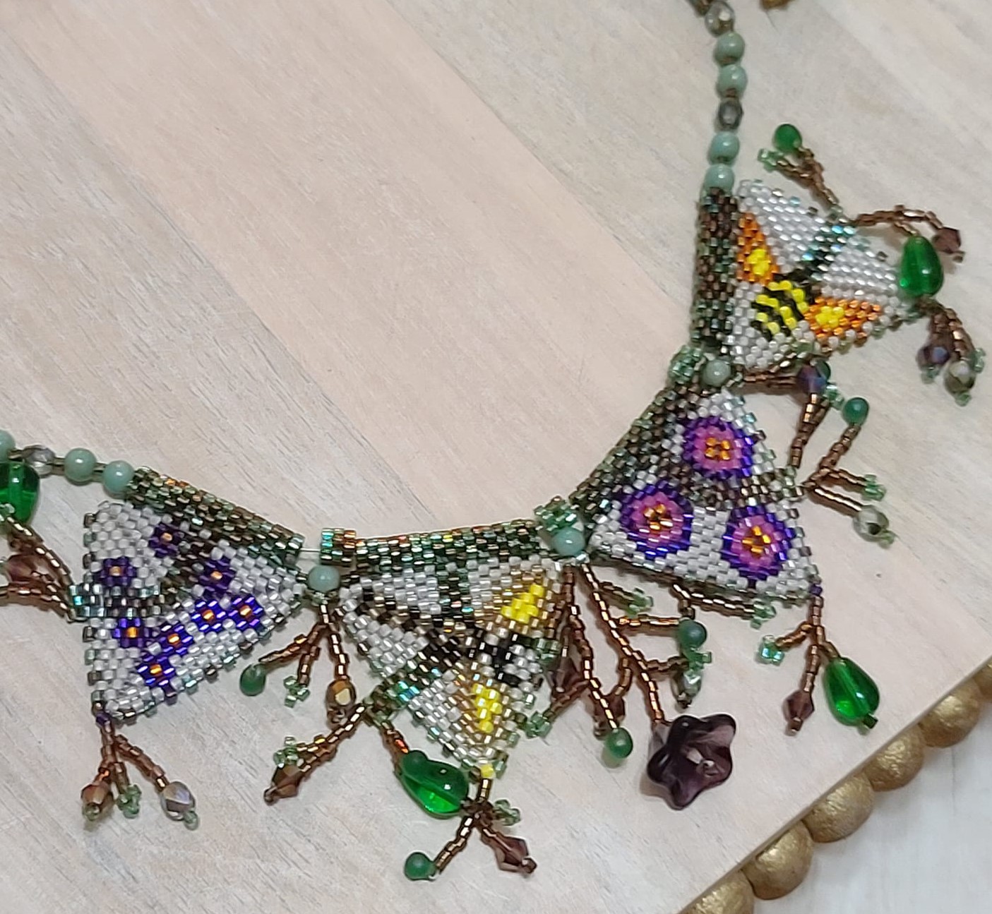 Artisan Necklace Garden Flower Peyote Stitch Necklace