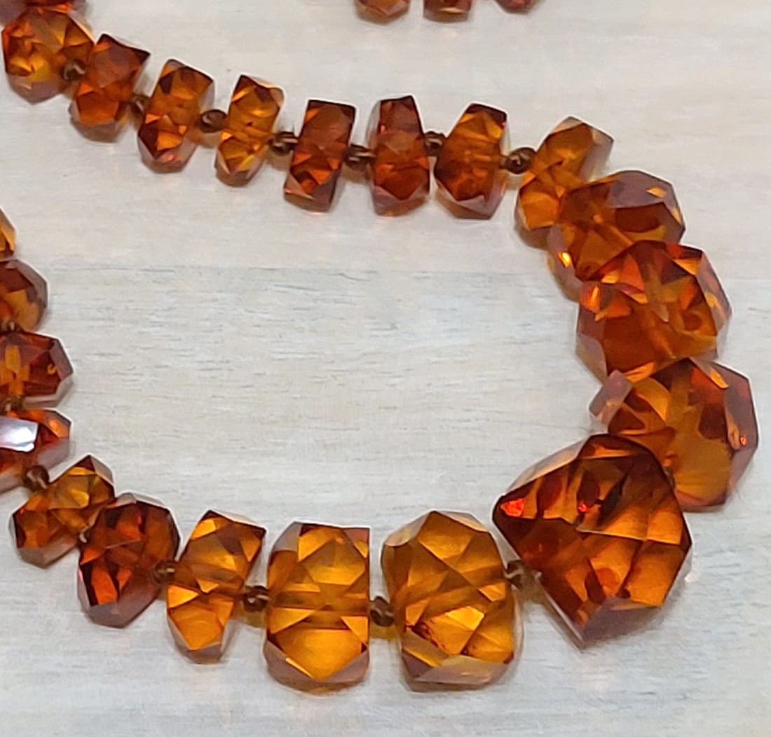 Estate necklace, baltic amber, varigated from large to small, knotted amber, 33 inches long