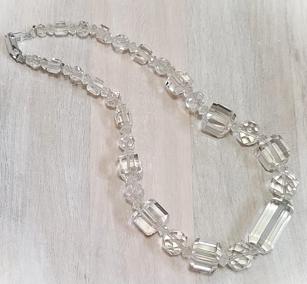 Faceted crystal vintage choker necklace signed Germany