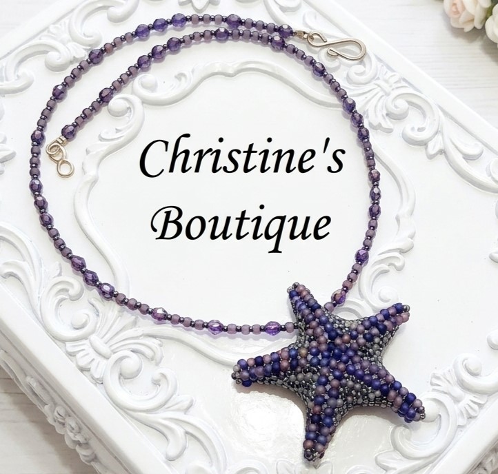 Miyuki Glass Beaded Starfish Pendant Necklace Miyuki Glass Beaded Starfish Pendant Necklace