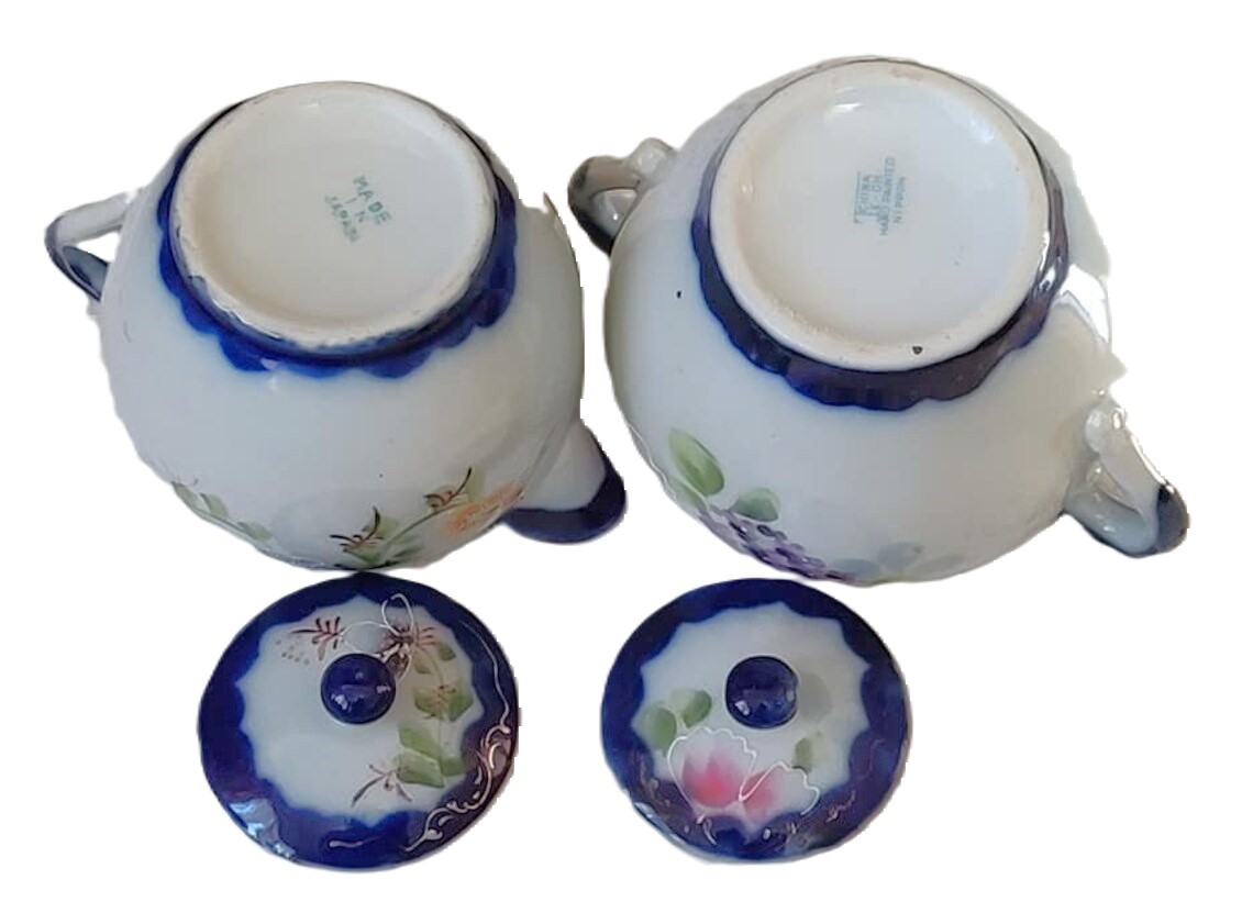 Nippon Tea Set, Sugar and Creamer Asian floral pattern