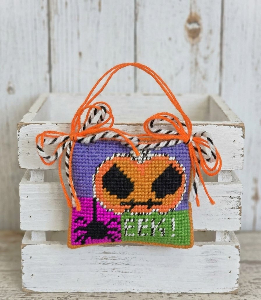 Halloween needlepoint EEK ornamental hanger