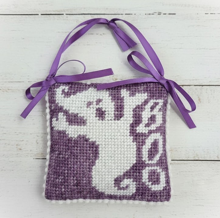 Needlepoint finished needlepoint hallowen ghost Boo ornament