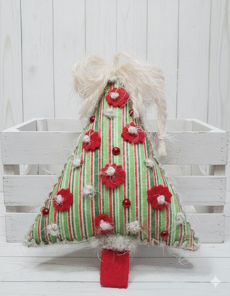 Christmas felt tree ornament - red and white stripe