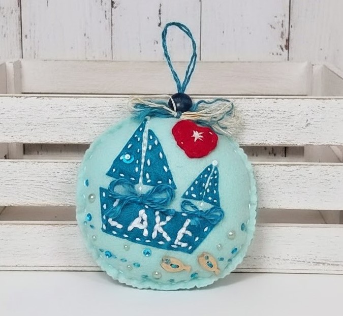Lake Life felt and embroidery christmas ornament