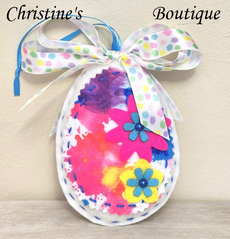 Easter egg felt ornaments color splash pattern