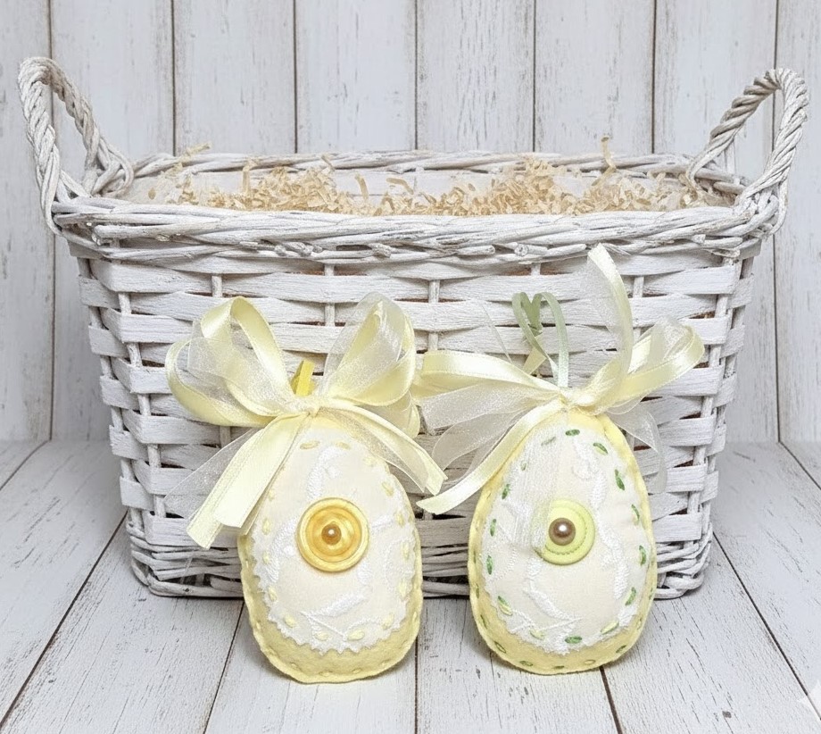 Easter egg felt ornaments set of 2 - yellow