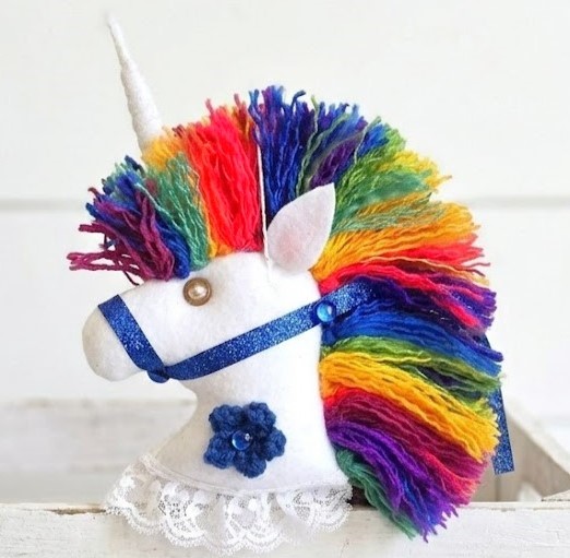 Unicorn ornament, handmade felt ornament, whimsical ornament, fantasy horse ornament