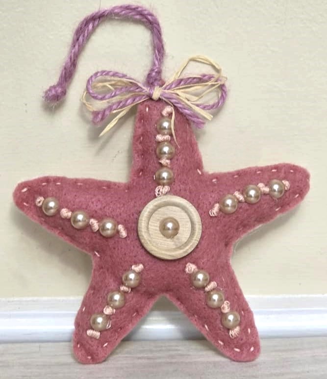 Starfish ornament, handmade ornament, felt ornament, coastal decor, marine life ornament
