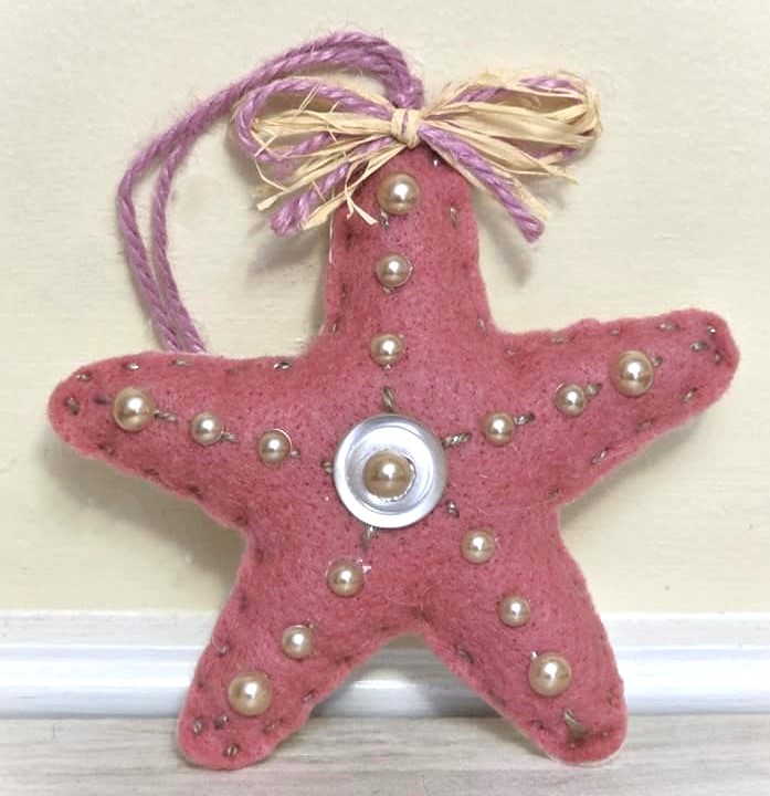 Starfish ornament, handmade ornament, felt ornament, coastal decor, marine life ornament