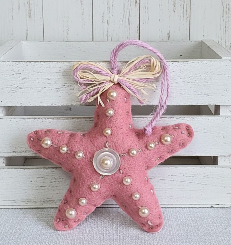 Starfish ornament, handmade ornament, felt ornament, coastal decor, marine life ornament