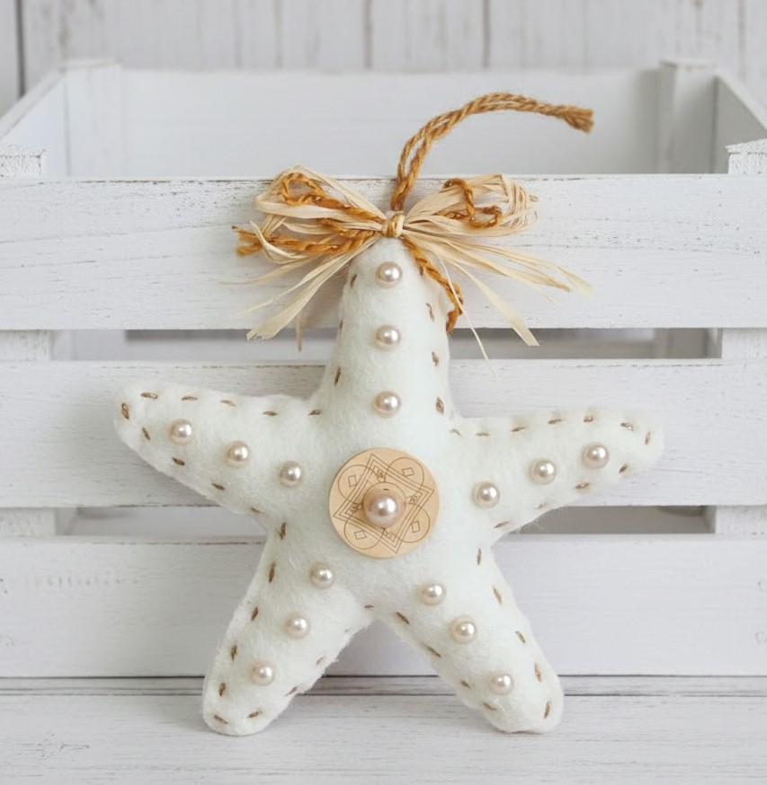 Starfish ornament, handmade ornament, felt ornament, coastal decor, marine life ornament