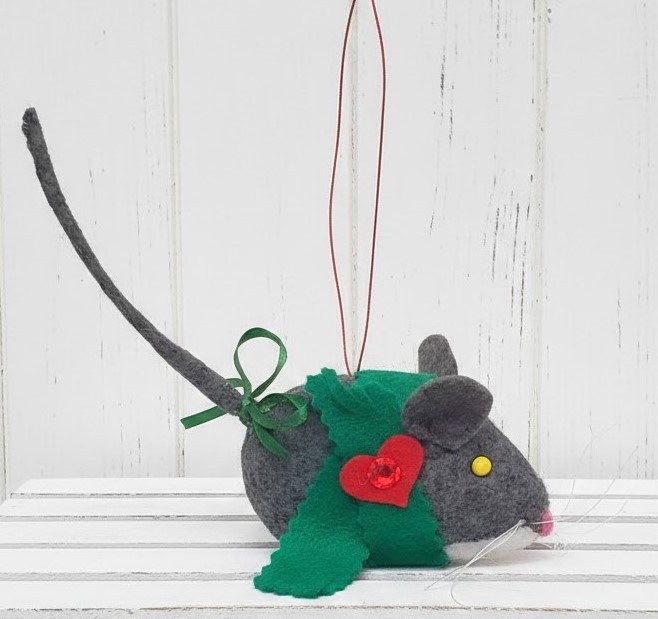 Mouse ornament, handmade ornament, felt ornament, christmas mouse