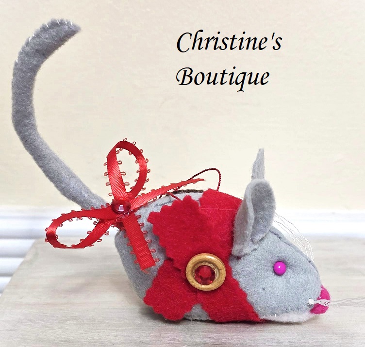Mouse ornament, handmade ornament, felt ornament, christmas mouse