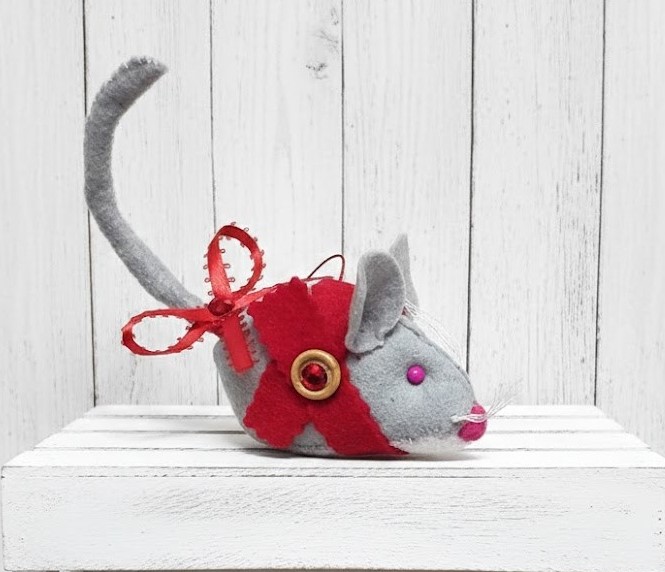 Mouse ornament, handmade ornament, felt ornament, christmas mouse