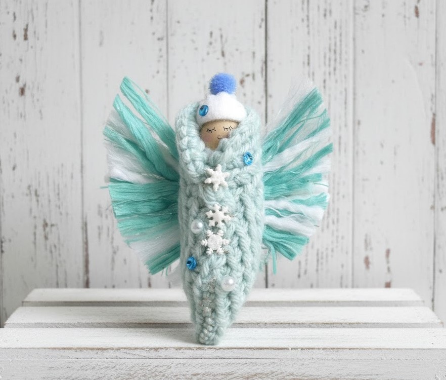 Doll ornament, handmade doll ornament, love bug, whimsical ornament