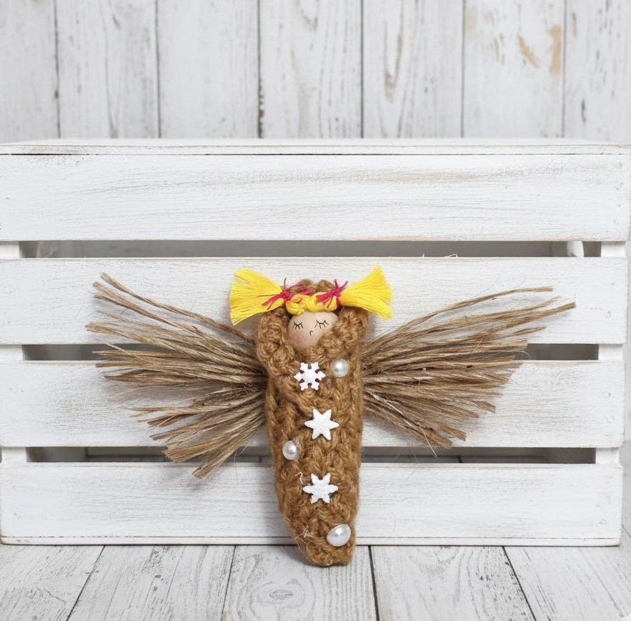 Doll ornament, handmade doll ornament, love bug, whimsical ornament