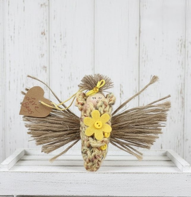 Doll ornament, handmade doll ornament, love bug, whimsical ornament