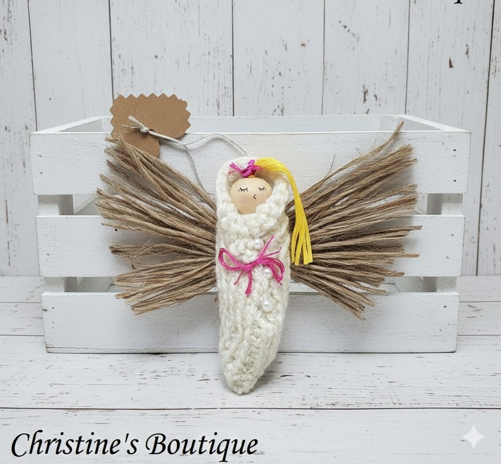 Doll ornament, handmade doll ornament, love bug, whimsical ornament