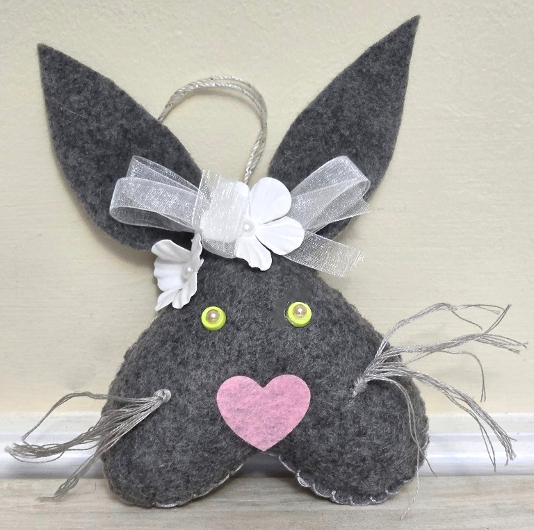 Easter ornament, bunny ornament, handmade ornament, felt bunny, easter, spring decor - Click Image to Close