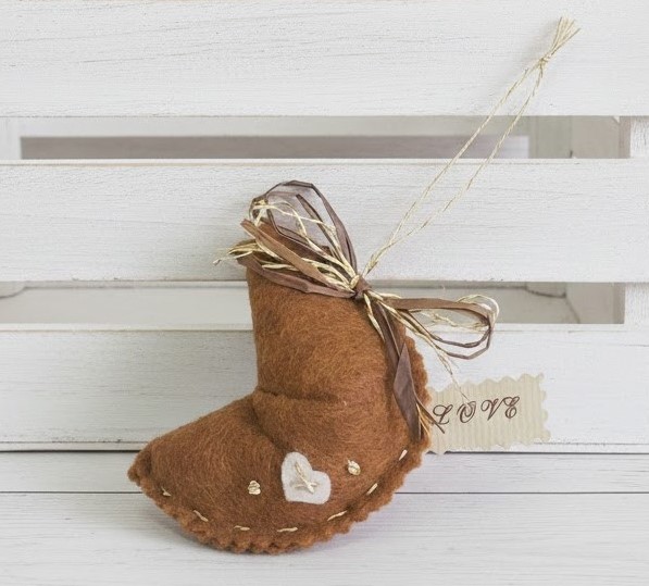 Fortune cookie felt ornament small LOVE tag