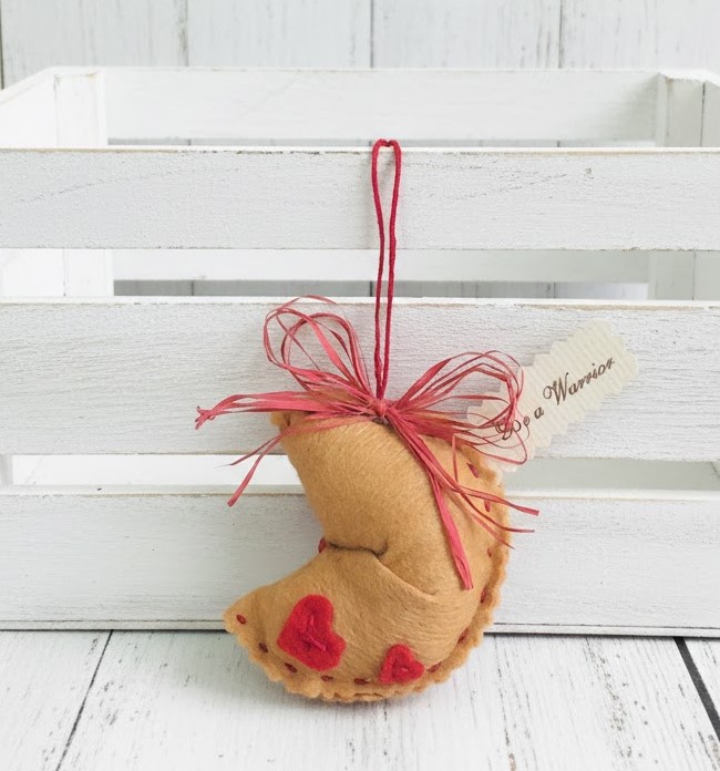 Fortune cookie felt ornament small BE A WARRIOR Fortune cookie felt ornament small BE A WARRIOR