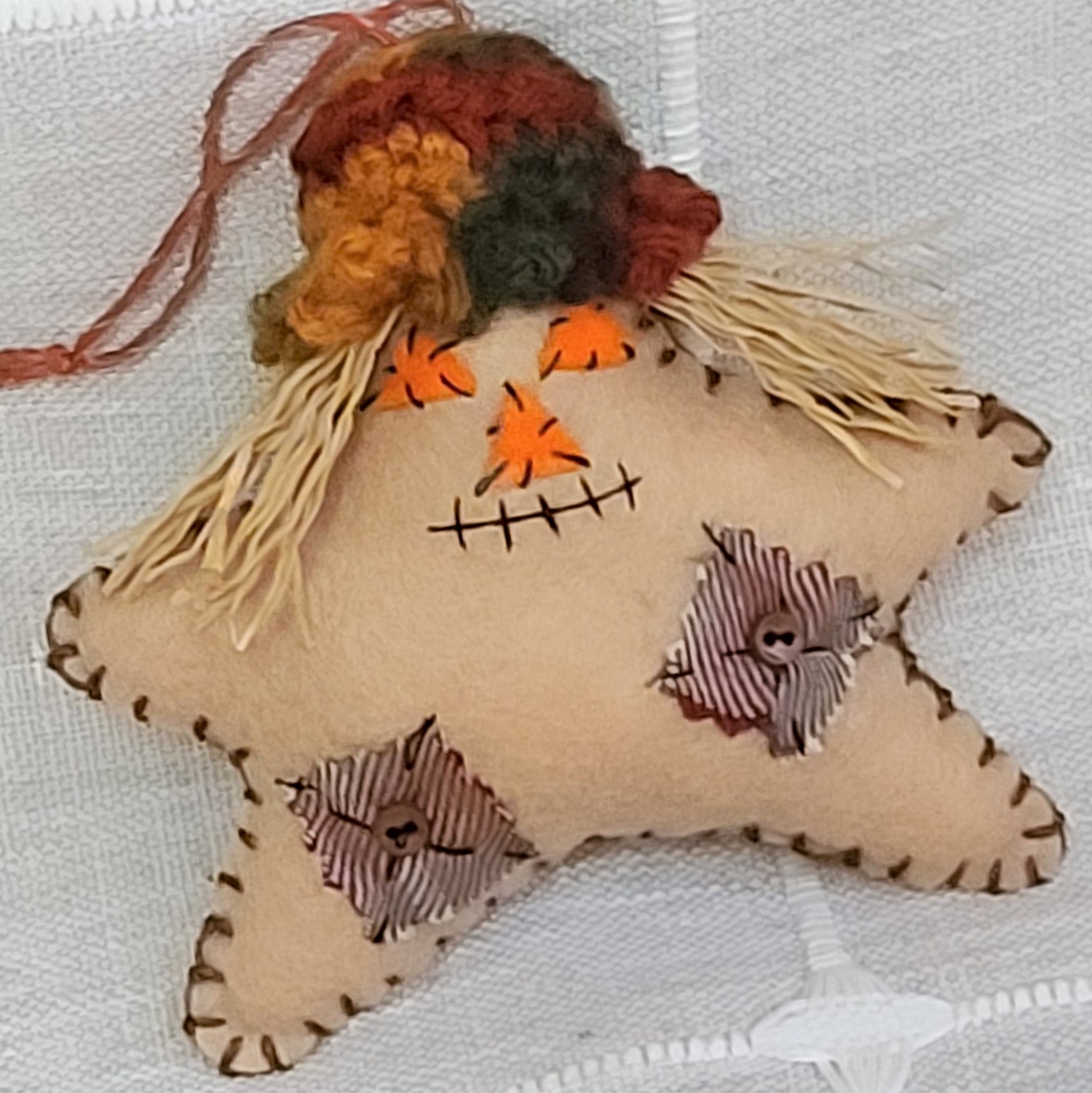 Felt scarecrow star ornament halloween harvest fall theme - Click Image to Close