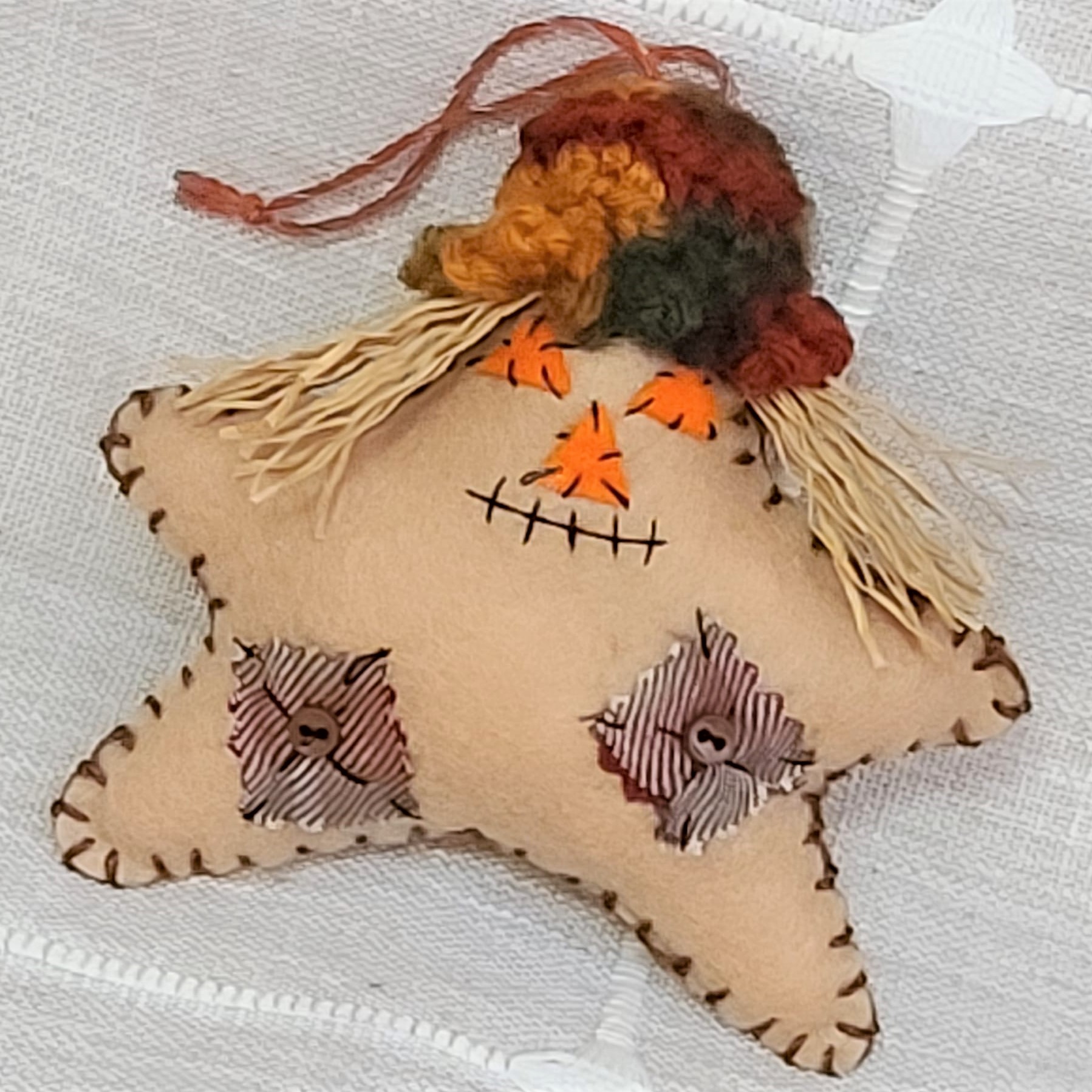 Felt scarecrow star ornament halloween harvest fall theme