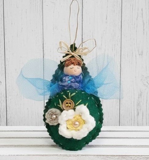 Pod babies whimsical ornament - blonde hair boy