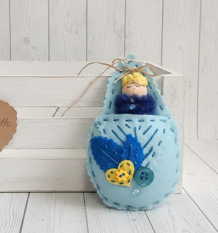 Pod babies whimsical ornament -blonde hair boy