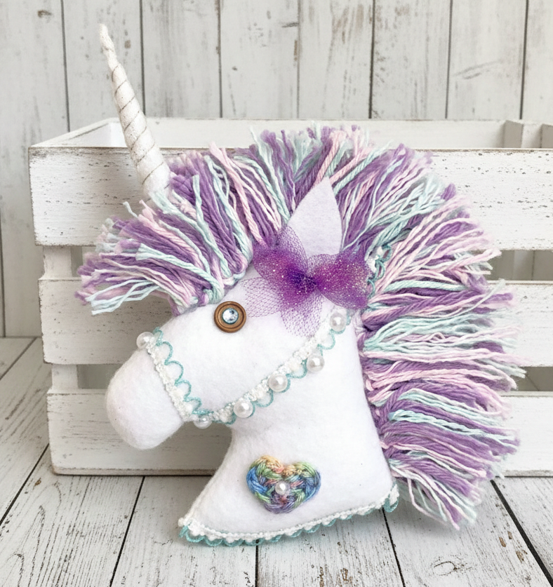 Unicorn ornament, handmade felt ornament, whimsical ornament, fantasy horse ornament