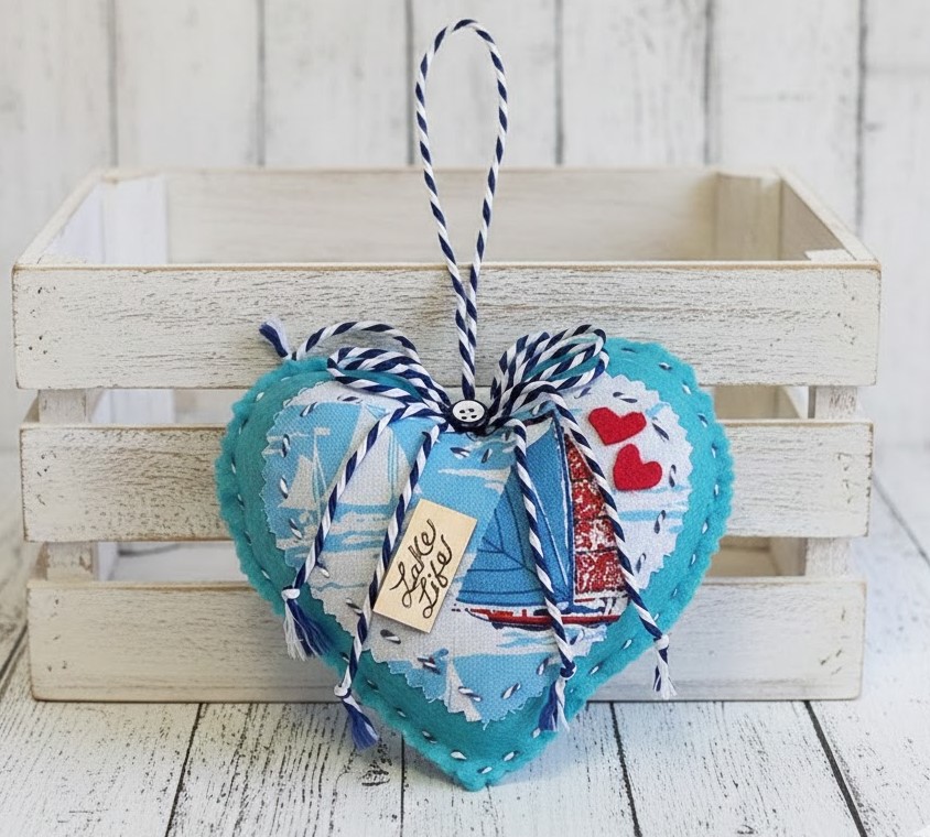 Lake Life material heart shaped ornament