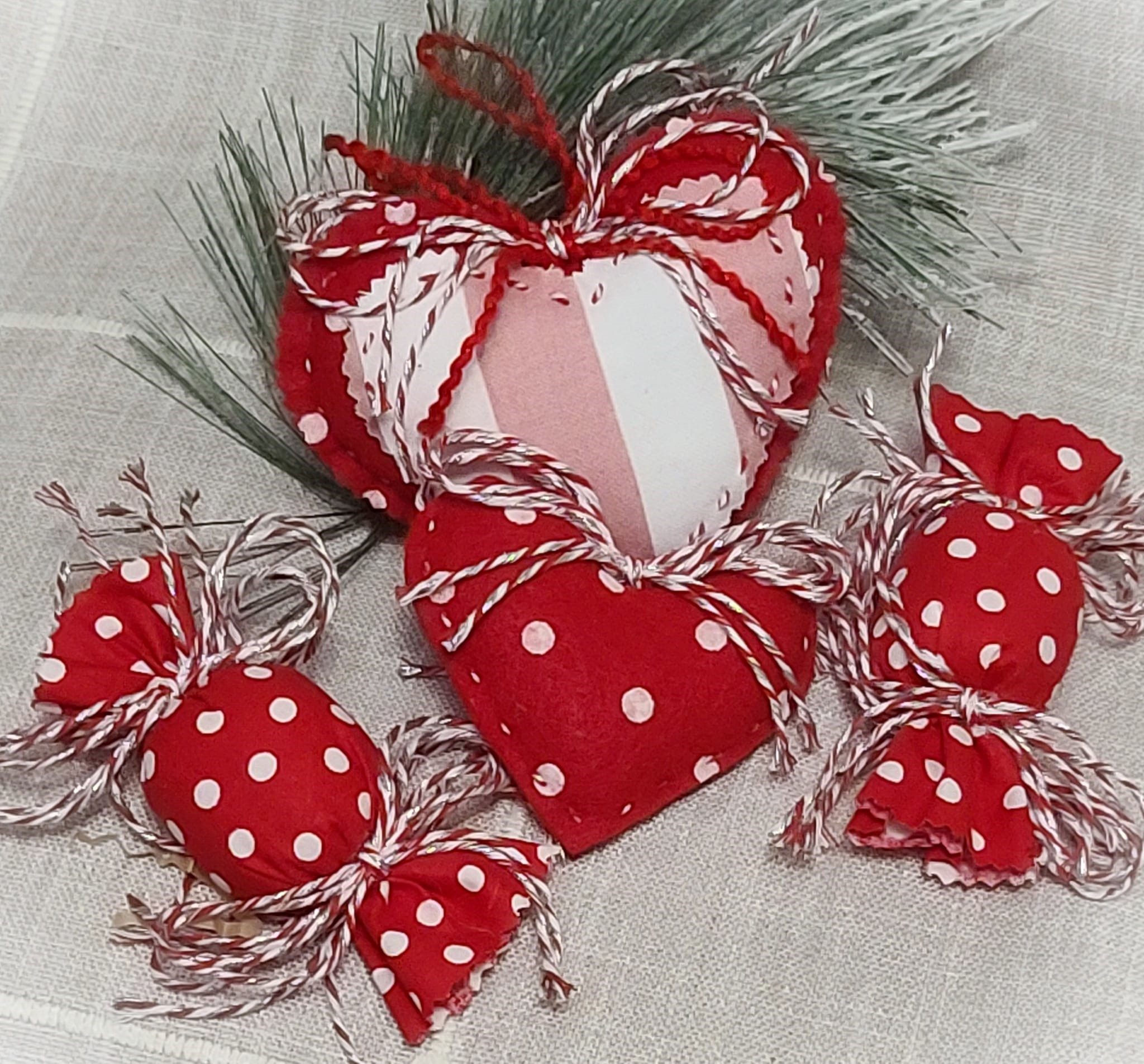 Bowl filler candy ornaments set of 4 Hearts and candy shapes