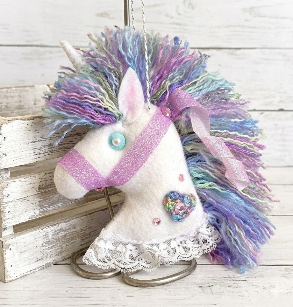 Unicorn ornament, handmade felt ornament, whimsical ornament, fantasy horse ornament