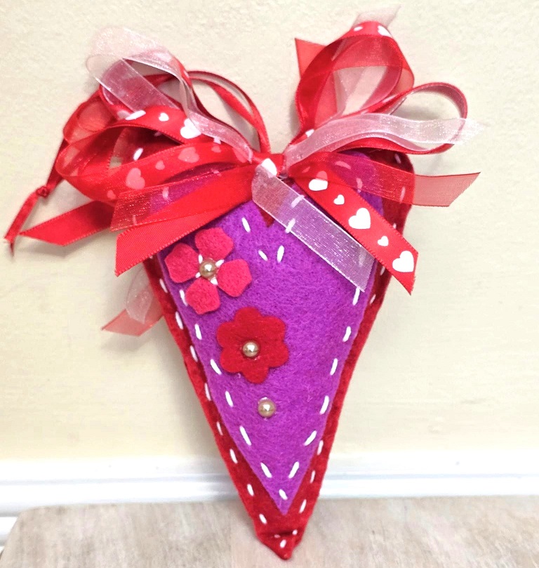 Valentines day oblong large heart pink/red flowers