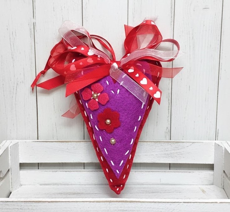 Valentines day oblong large heart pink/red flowers