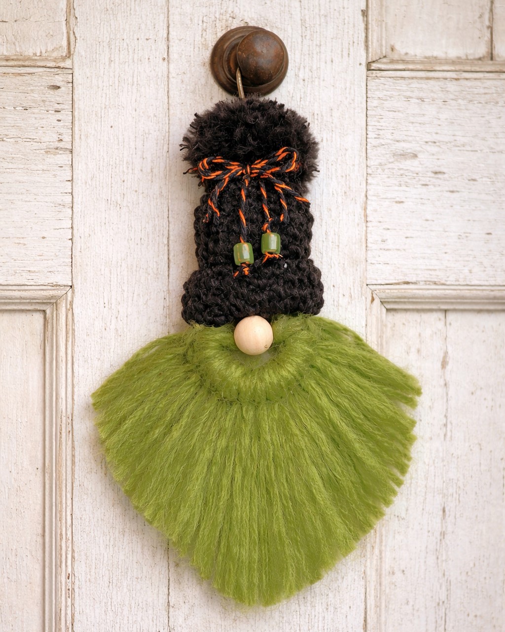 Macrame gnome, handcrafted, yarn macrame ornament, halloween gnome, gnome ornament, green beard gnome Macrame gnome, handcrafted, yarn macrame ornament, halloween gnome, gnome ornament, green beard gnome