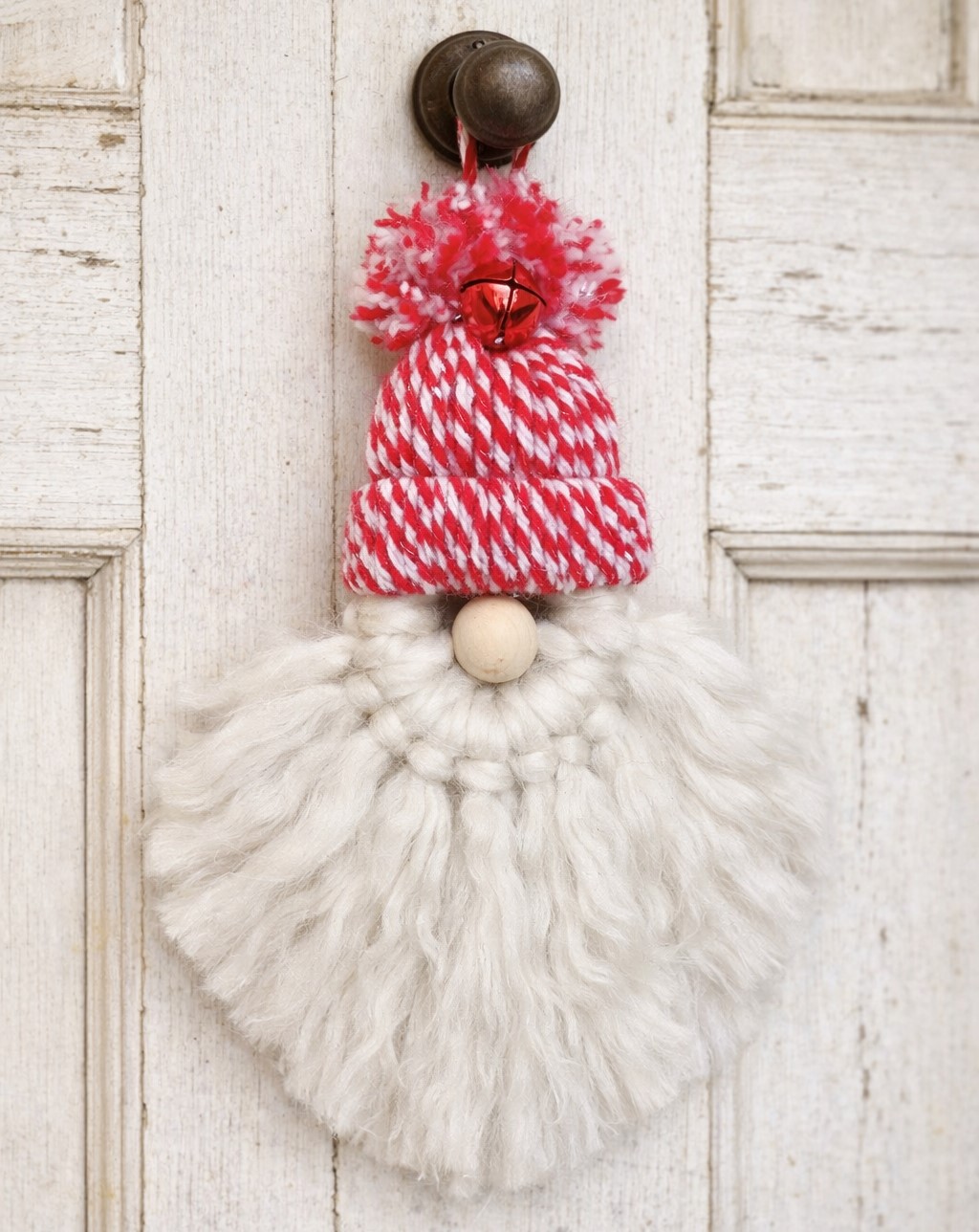 Macrame gnome, handcrafted, yarn macrame ornament, christmas gnome, gnome ornament, white beard gnome