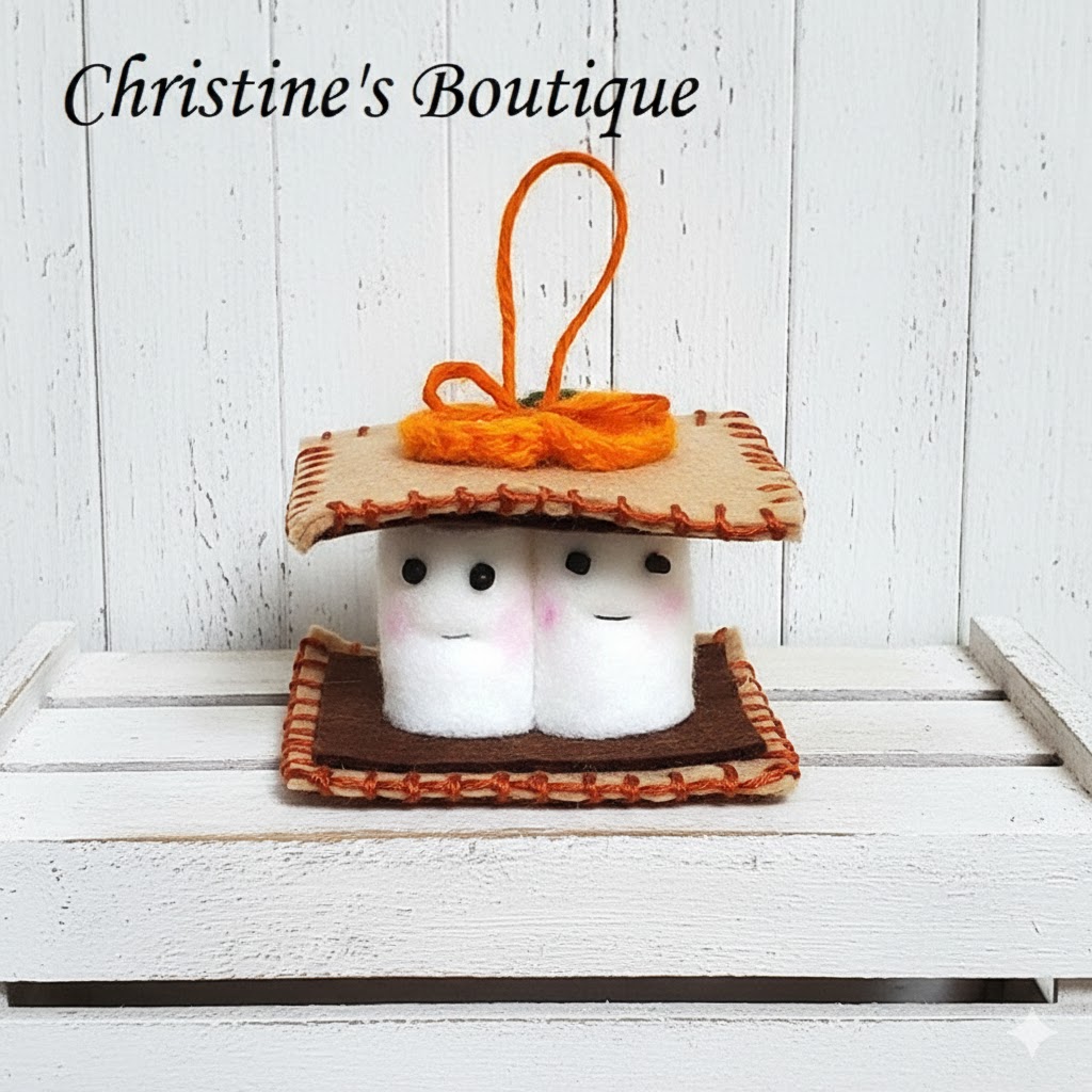 Smores felt graham cracker pumpkin spice ornament