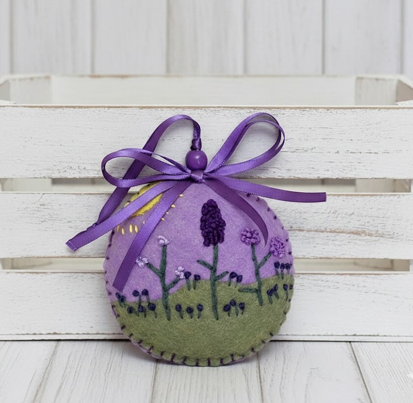 Felt ornament, handcrafted, purple ornament, embroidery ornament, spring purple flowers Felt ornament, handcrafted, purple ornament, embroidery ornament, spring purple flowers