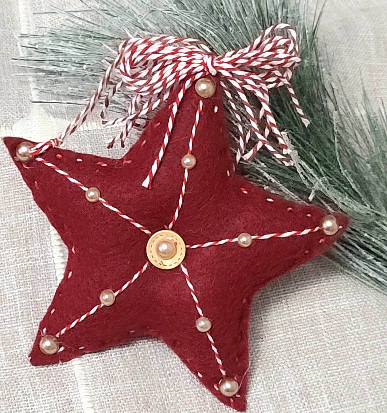 Burgundy Red Stars 2-sided 4 3/4" x 4 3/4" Star Ornament - Click Image to Close