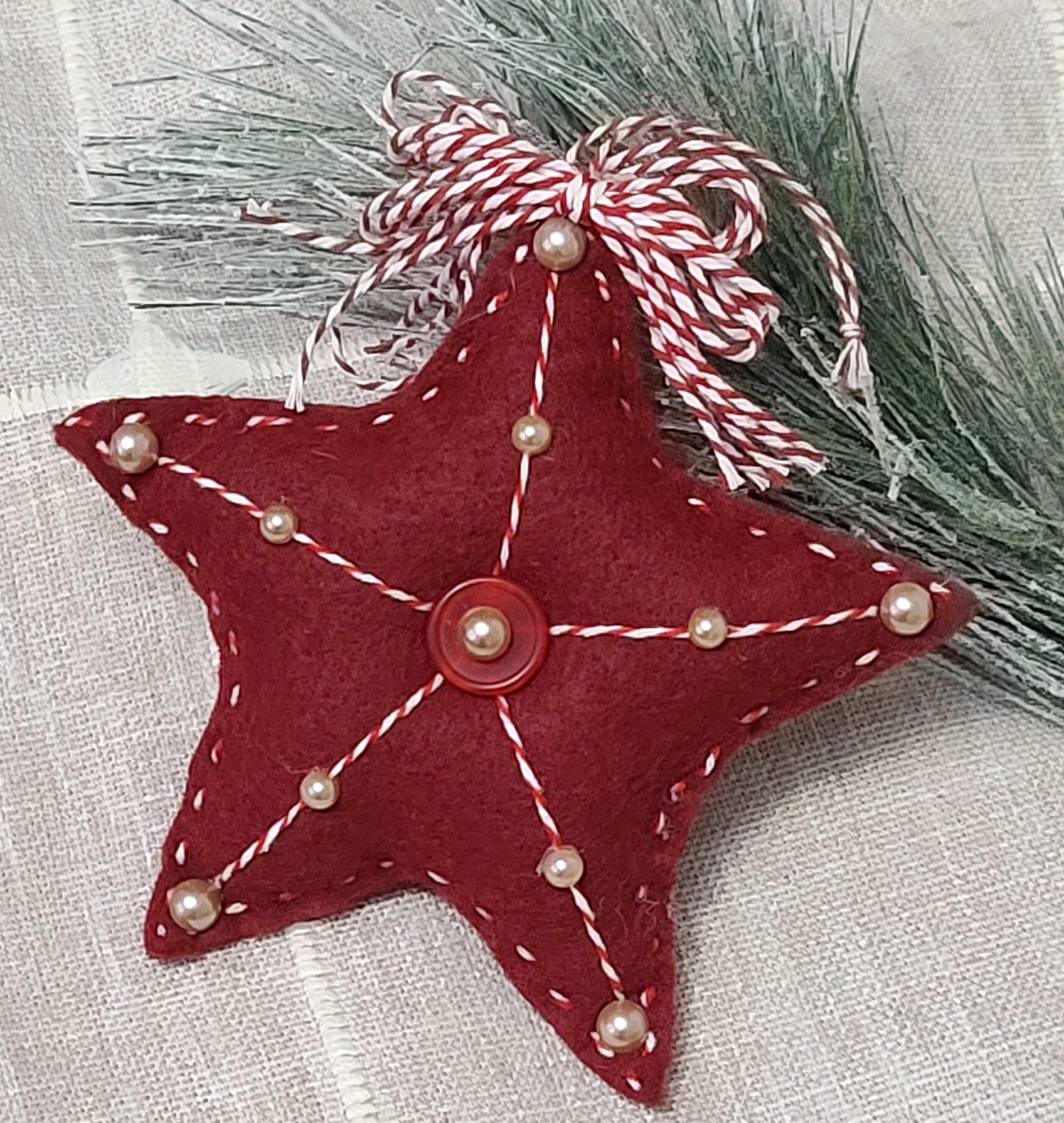Burgundy Red Stars 2-sided 4 3/4" x 4 3/4" Star Ornament