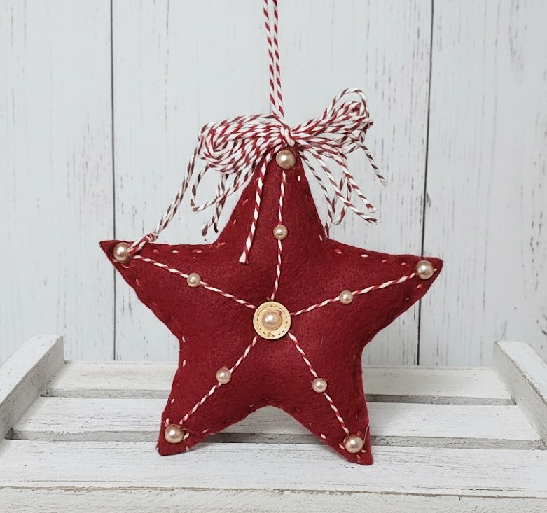 Burgundy Red Felt Star