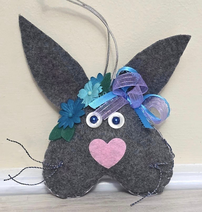 Easter ornament, bunny ornament, handmade ornament, felt bunny, easter, spring decor