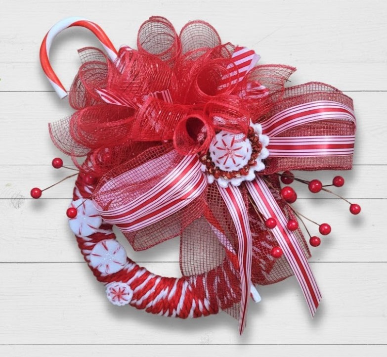 Christmas candy cane peppermint door wreath
