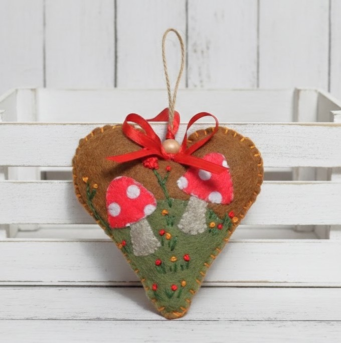 Mushroom blooms felt ornament Mushroom blooms felt ornament